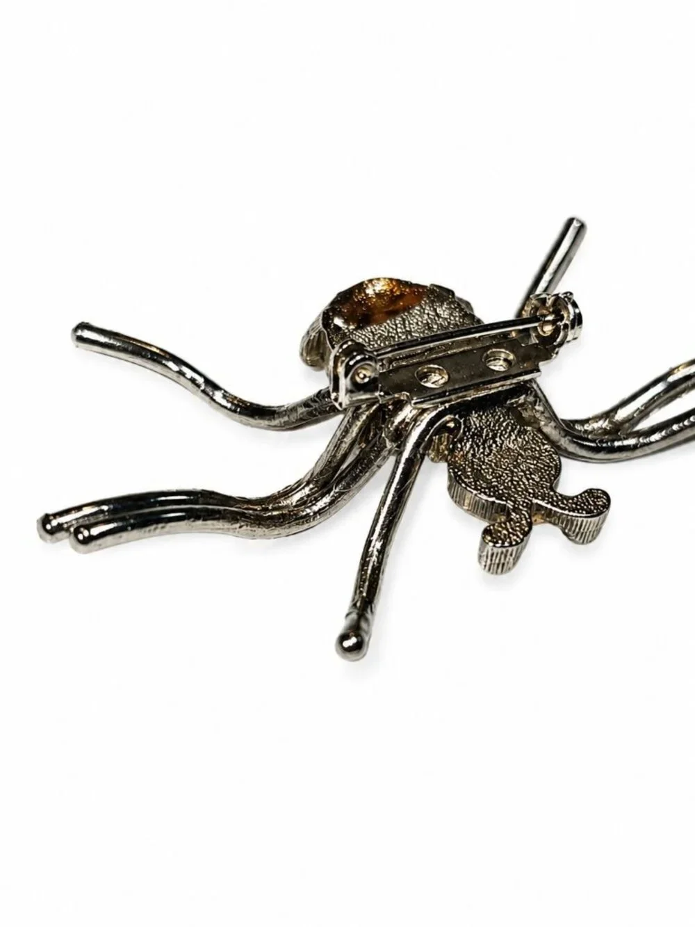 Vintage 1990's Big Clear Rhinestone Large Crawling Spider Silvertone Brooch - Picture 5 of 6